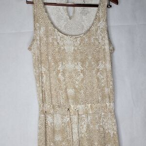 Juicy Couture Jumpsuit Whtie Beige Slinky Snakeskin Sleeveless Beaded XS